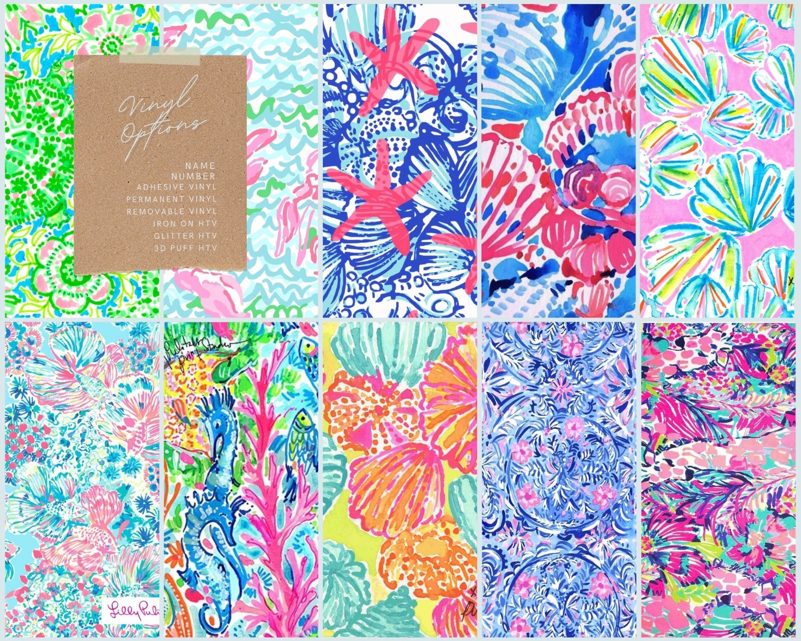 Pattern Vinyl HTV, Lilly P Floral Vinyl, Iron on Vinyl HTV for Cricut Machine