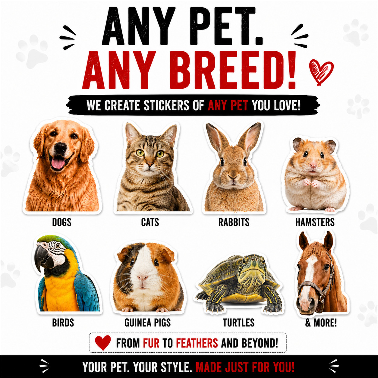 Custom Pet Sticker From Photo | Dog Cat Vinyl Decal | Waterproof 2-20 Inch