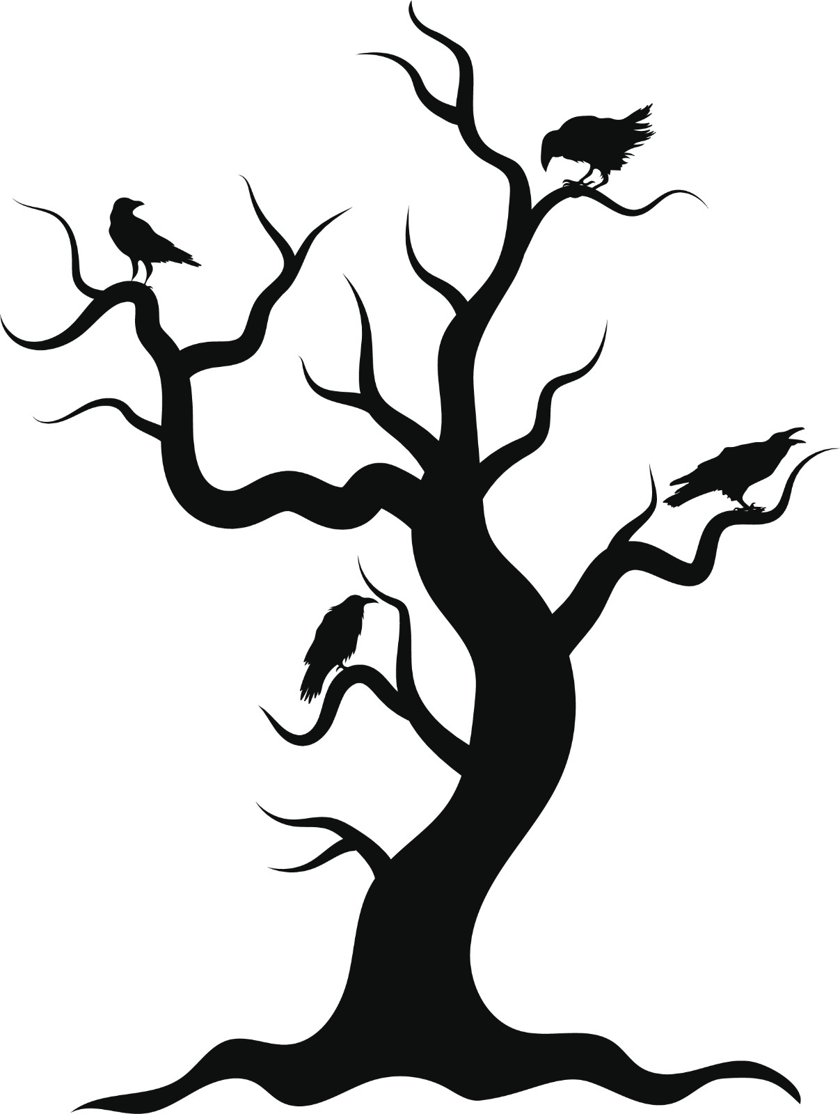 Crows in Tree 2 Vinyl Decal Bumper Sticker Spooky Halloween Scary laptop car