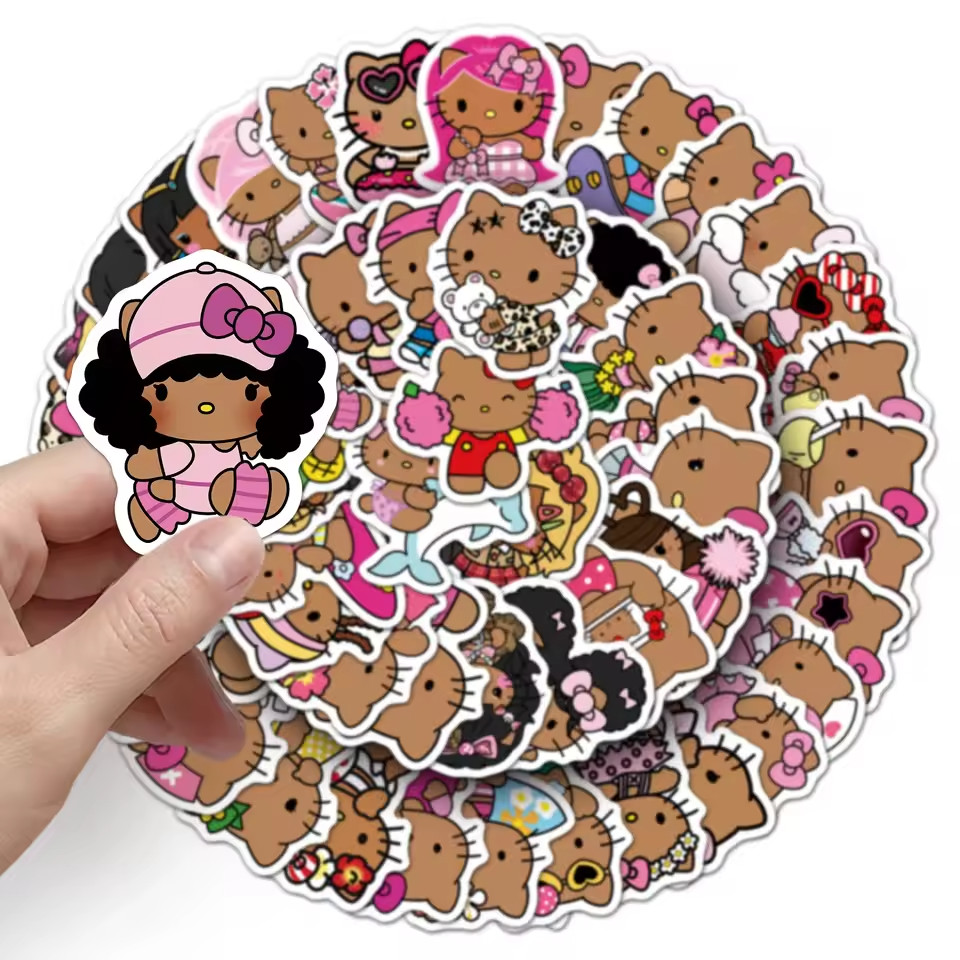 50 HAWAII TANNED HELLO KITTY Stickers, For-Phone, Water Bottle, Laptop, Locker