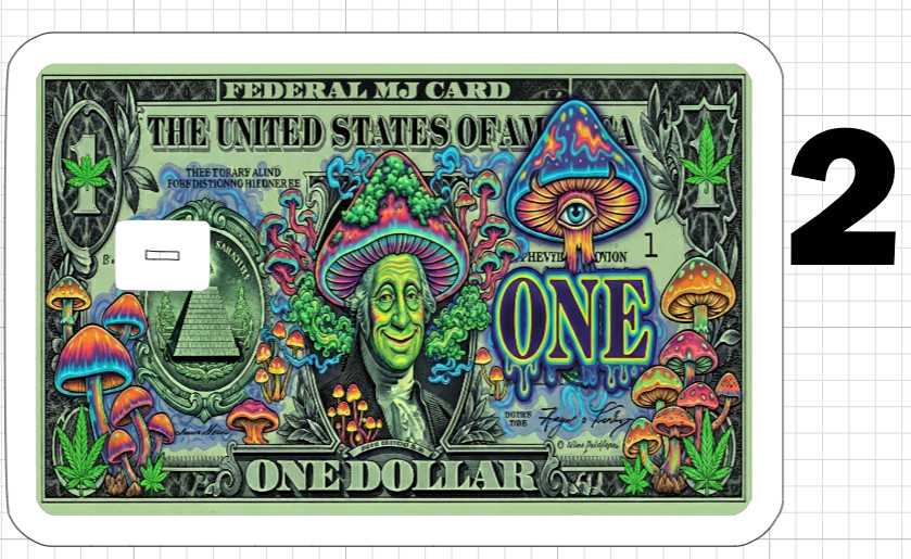 Psychedelic Weed Money Leaf ATM Debit Credit Sticker Skin 420 USA Cannabis Pot