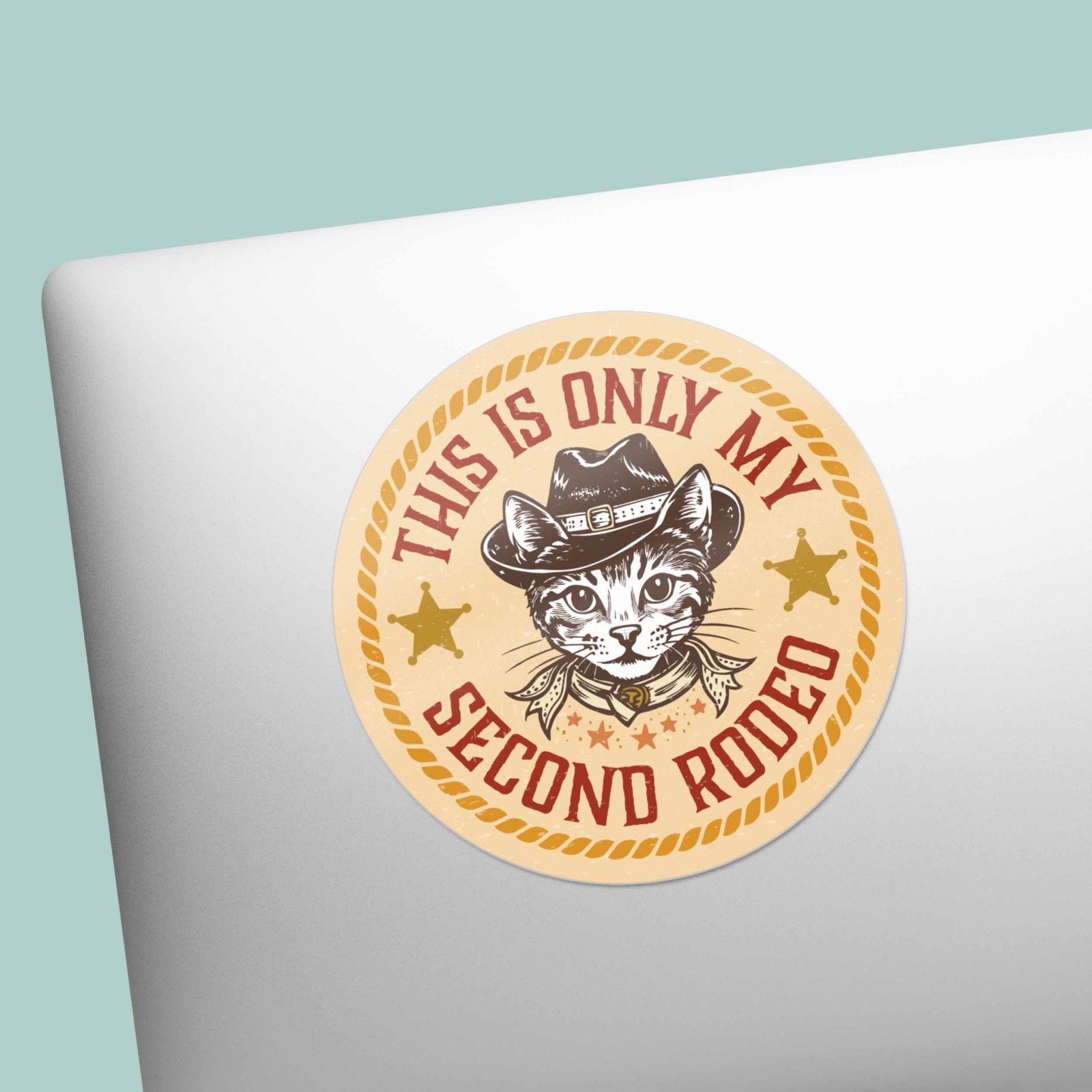 This is Only My Second Rodeo Sticker – Funny Cat Decal for Laptop & Water Bottle