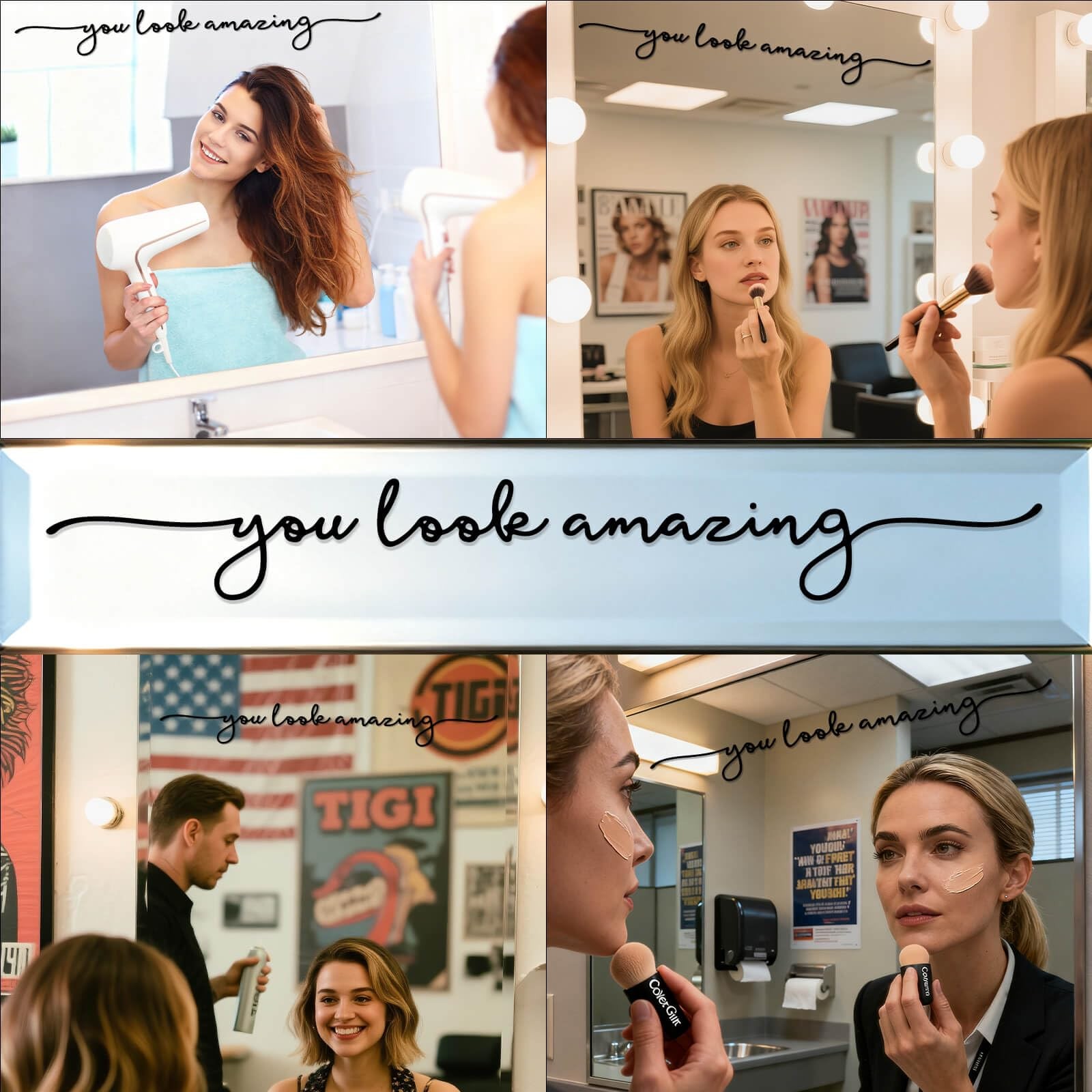 You Look Amazing Mirror Decal – 18 x 2.5 Inch Mirror Vinyl Slogan Wall Sticke…
