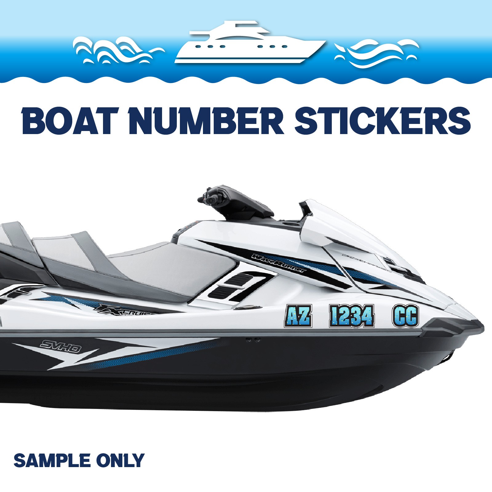 3 inch 2x Watercraft Number Custom Boat Registration Stickers3 inch Plain