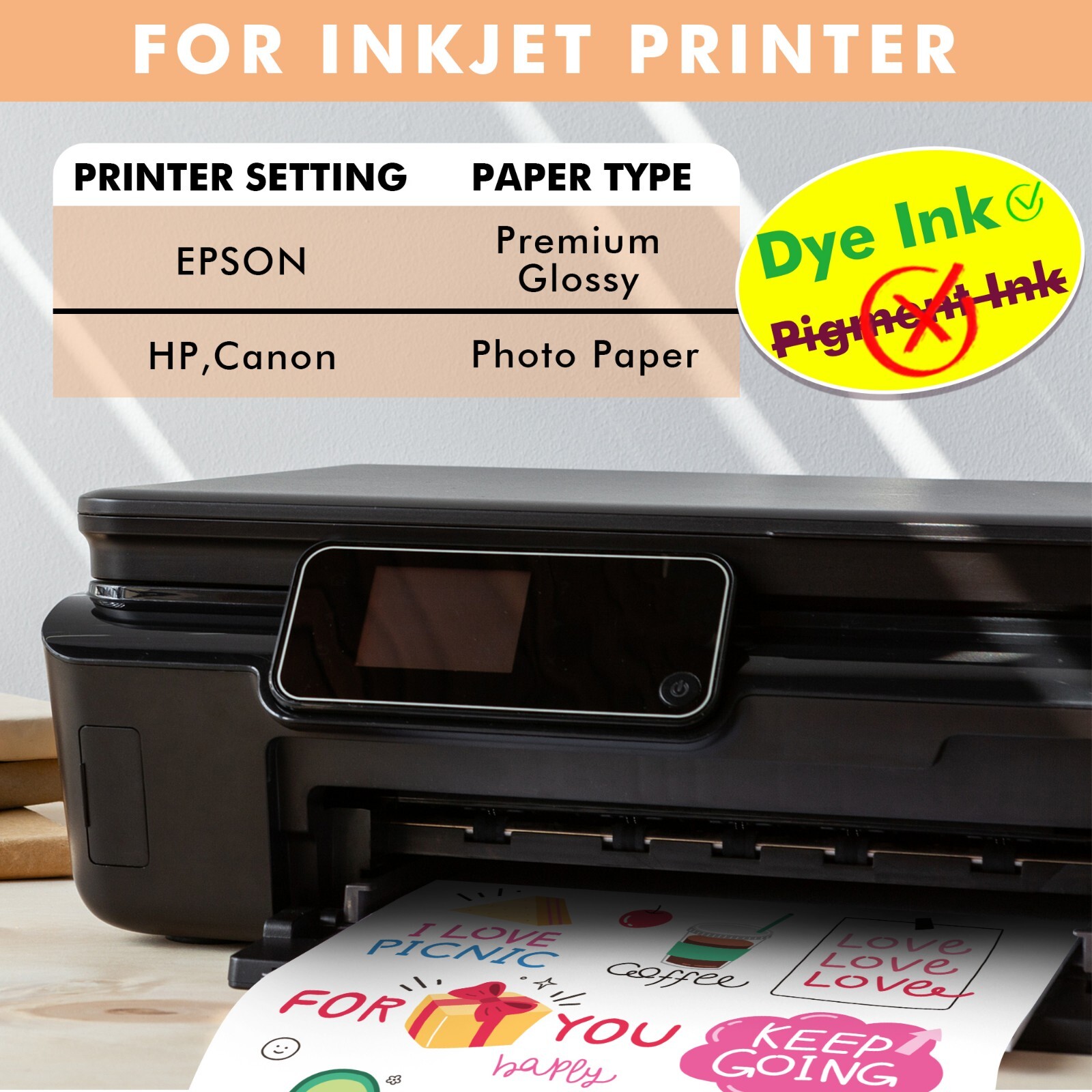 A-SUB Clear Sticker Paper Waterproof for Inkjet Printable Vinyl Sheets 8.5×11