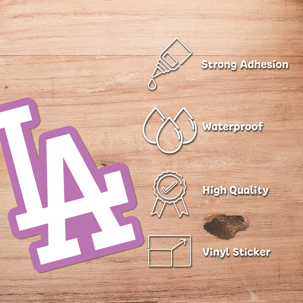 LA Dodgers Sticker Pink and White Car Window, Laptop and Bottle 3.72 W x 5 H in