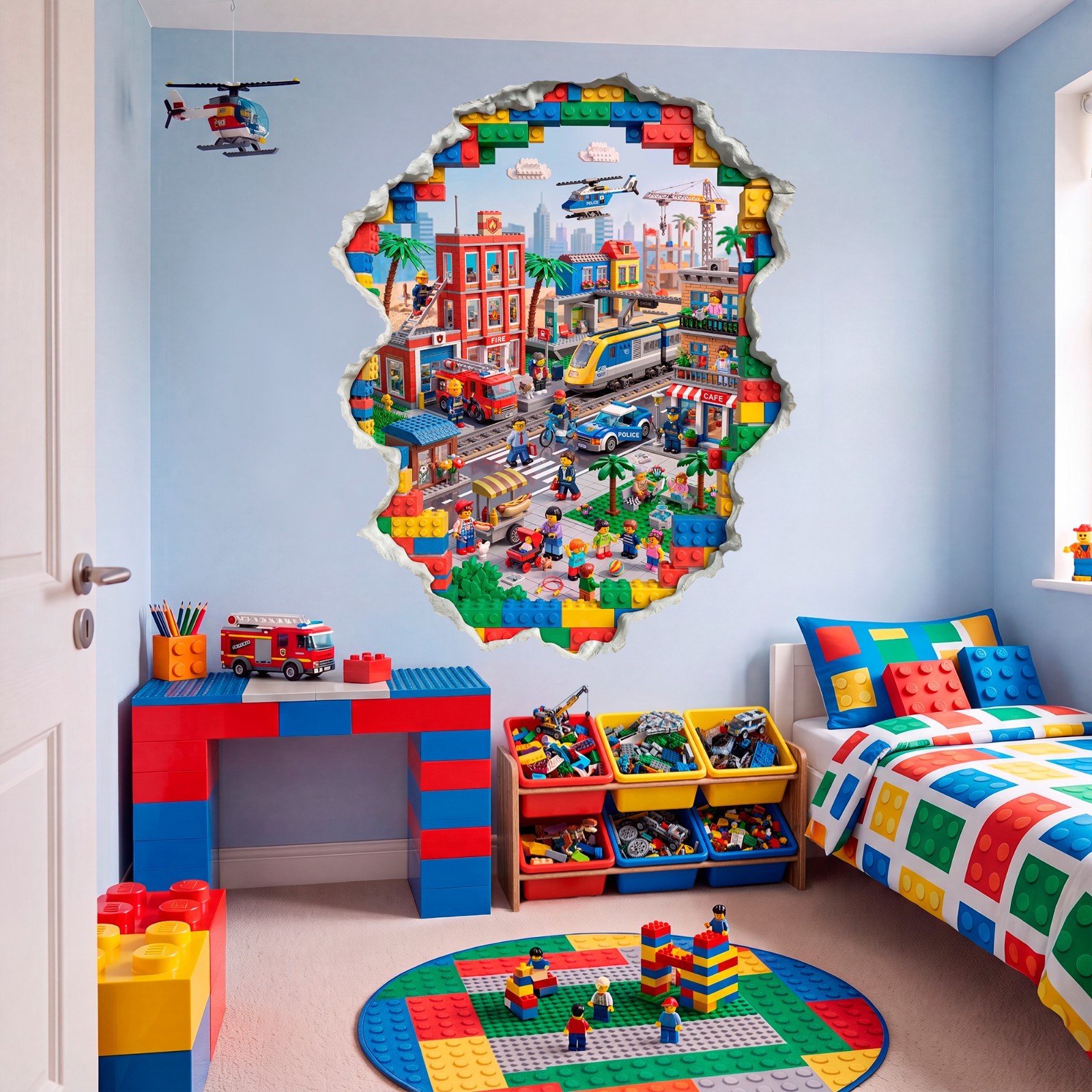 Building Blocks Wall Decal: Toy City Wall Sticker, Construction Block Wall Art