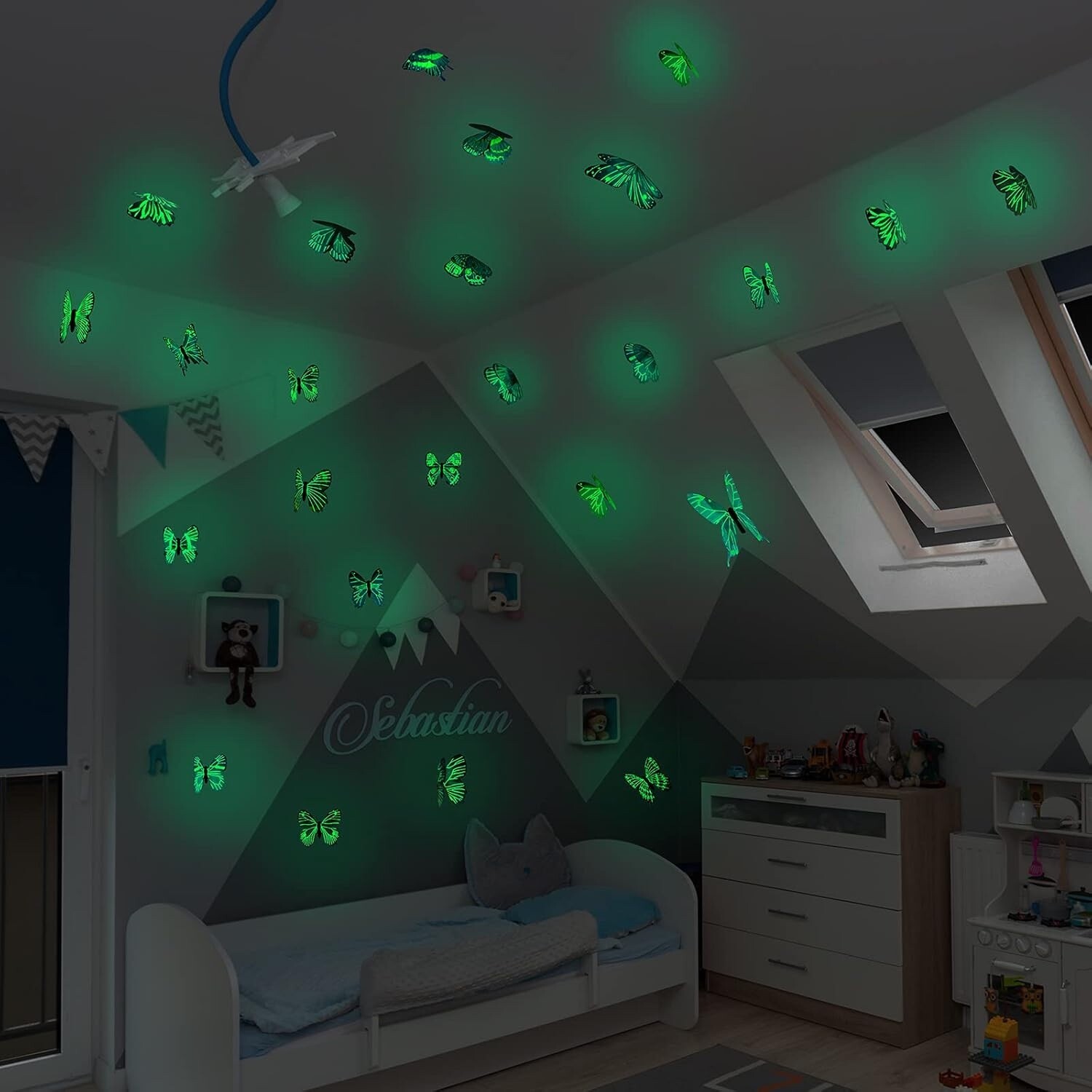 48 Pieces Glow in The Dark Butterflies for Ceiling 3D Butterfly Decal Sticker Wa