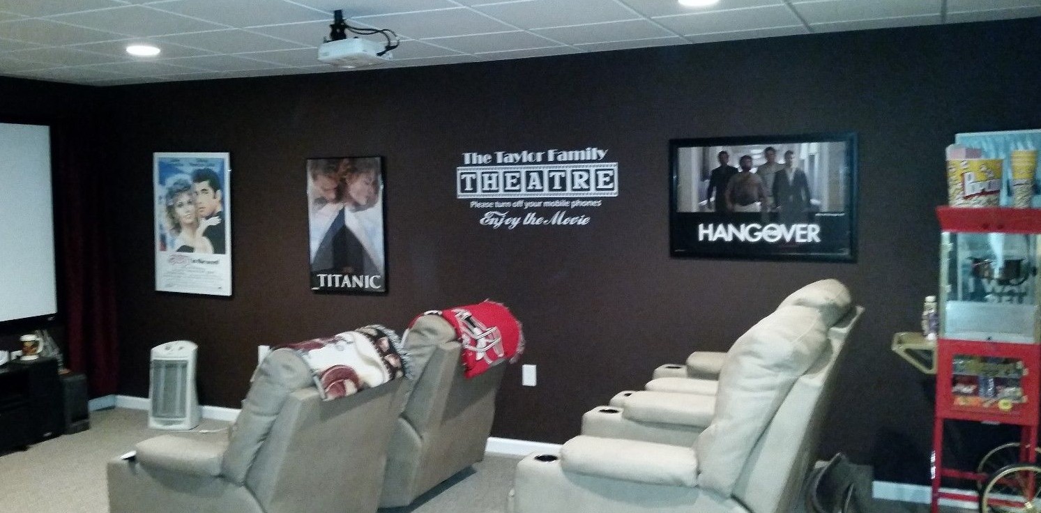 Cinema Theatre personalized sign home movie theater vinyl wall decor mural decal