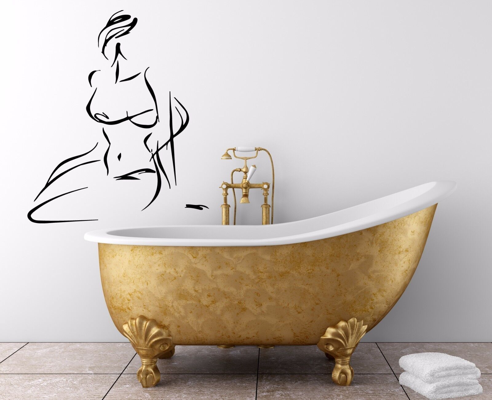 Sexy Curvy Woman Silhouette Bikini Long Hair Wall Mural Vinyl Art Sticker M602
