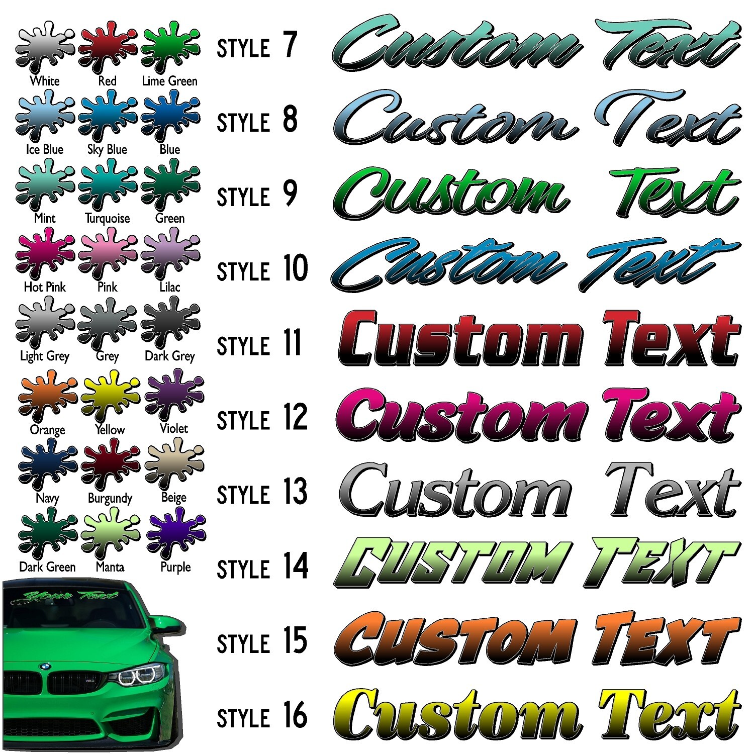 Custom Windshield Decal, Personalized Premium Automotive Vinyl text graphic CTDB