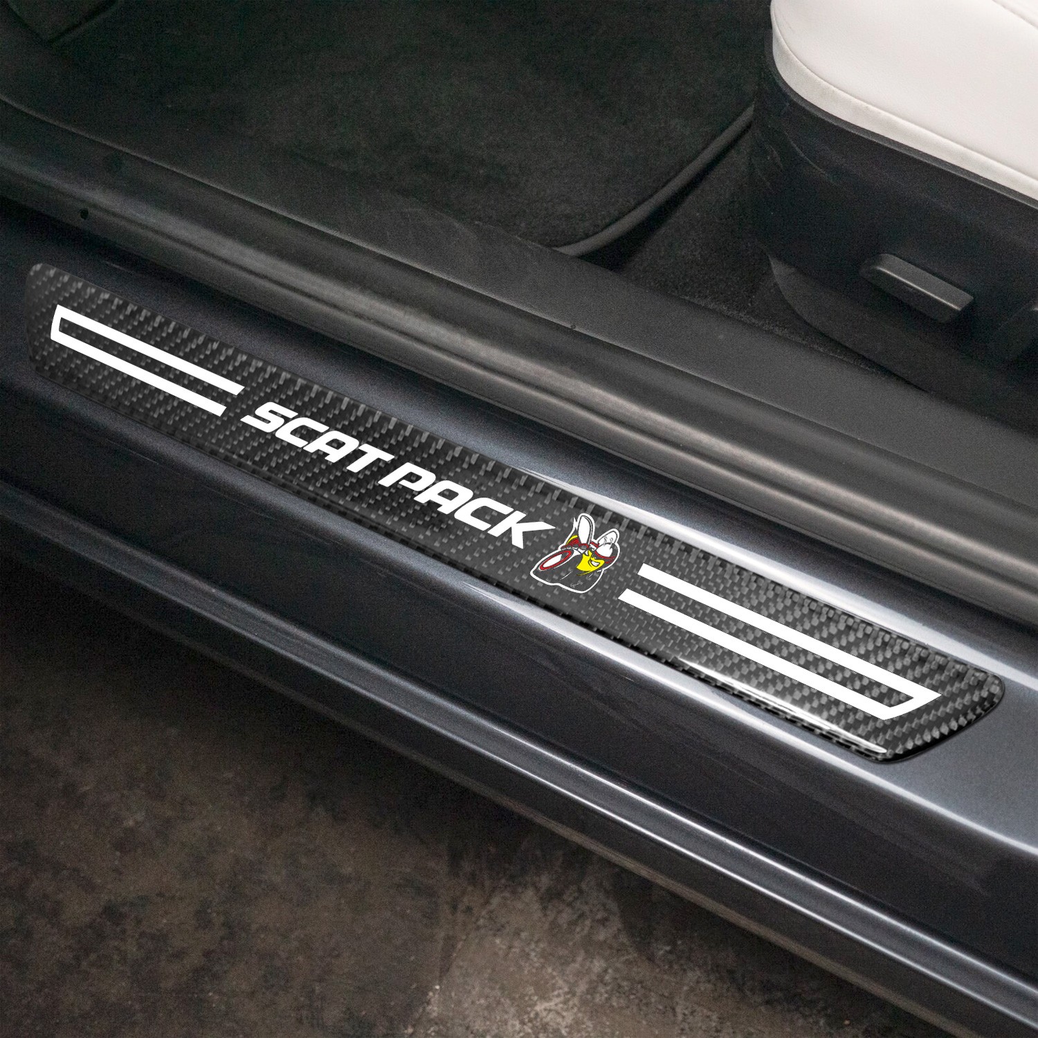 Dodge Scat-Pack Real Carbon Fiber 4 Pcs Door Sill Kick Plates
