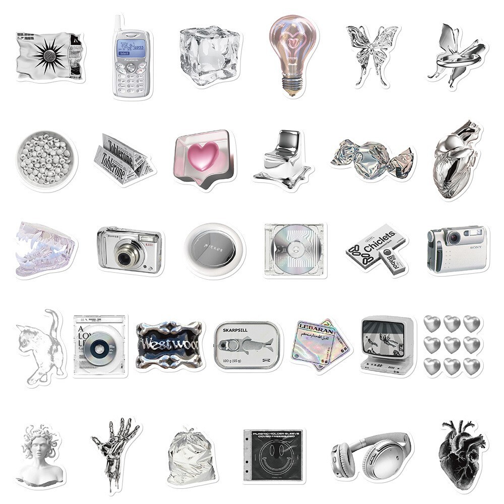 50pcs VIBE Stickers, Silver Stickers Bottle Laptop No Residue Stickers, #241