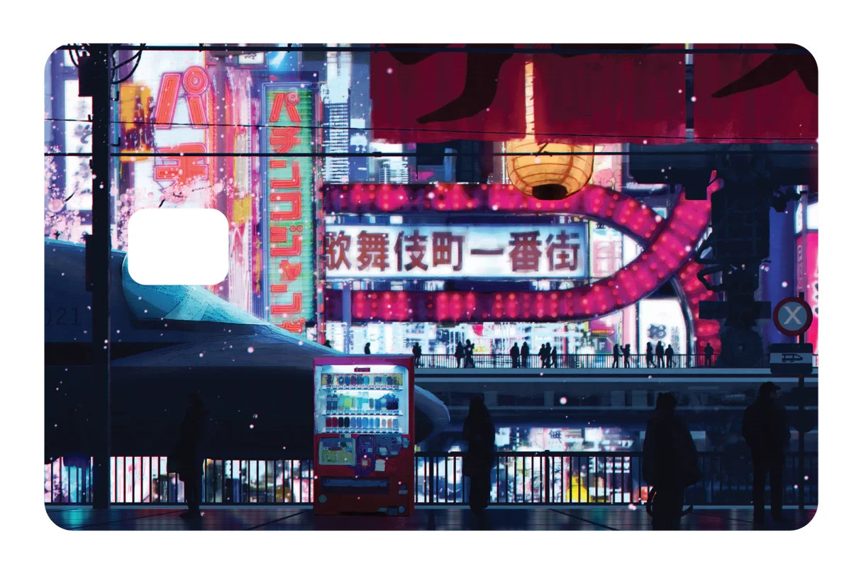 Cyberpunk Neon Streets Card Skin 2 Pack Futuristic Sci-Fi Urban Aesthetic Decal