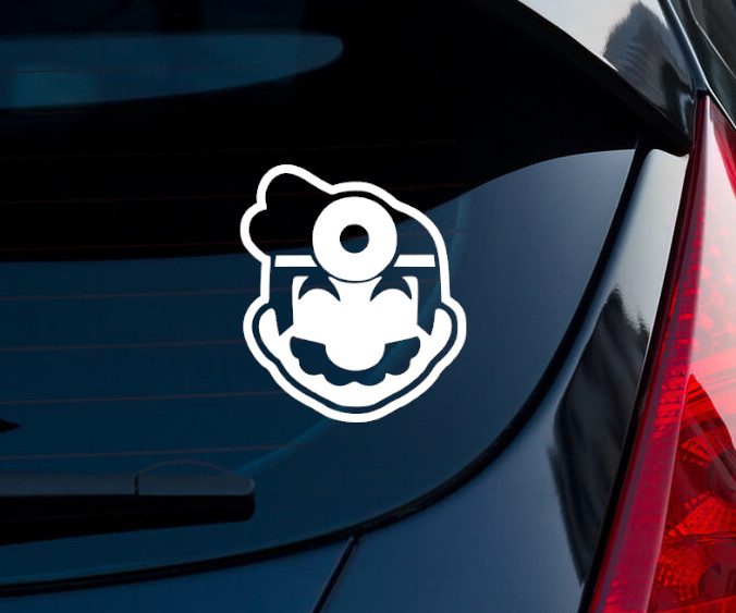 Dr Mario Head Super Smash Bros Indoor/Outdoor Matte White Vinyl Decal 3"x2.6"