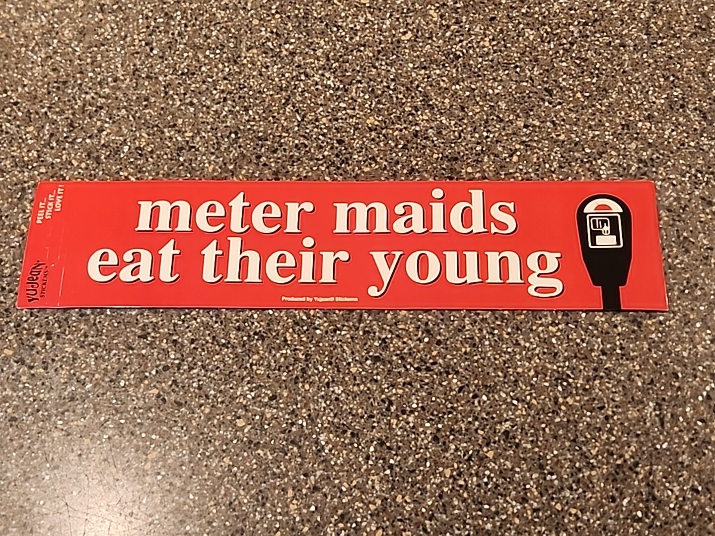 Meter Maids Eat Their Young Bumper Sticker Red White And Black Decal City Cities