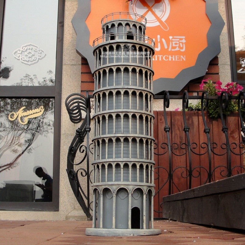 Vintage Iron Art Leaning Tower of Pisa Model Tabletop Decor Ornament Gift