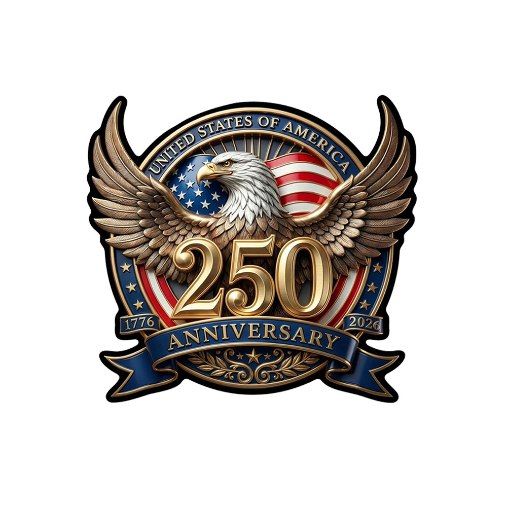 USA 250 Anniversary Bald Eagle Patriotic Vinyl Sticker Decal Car Window (3"x3")