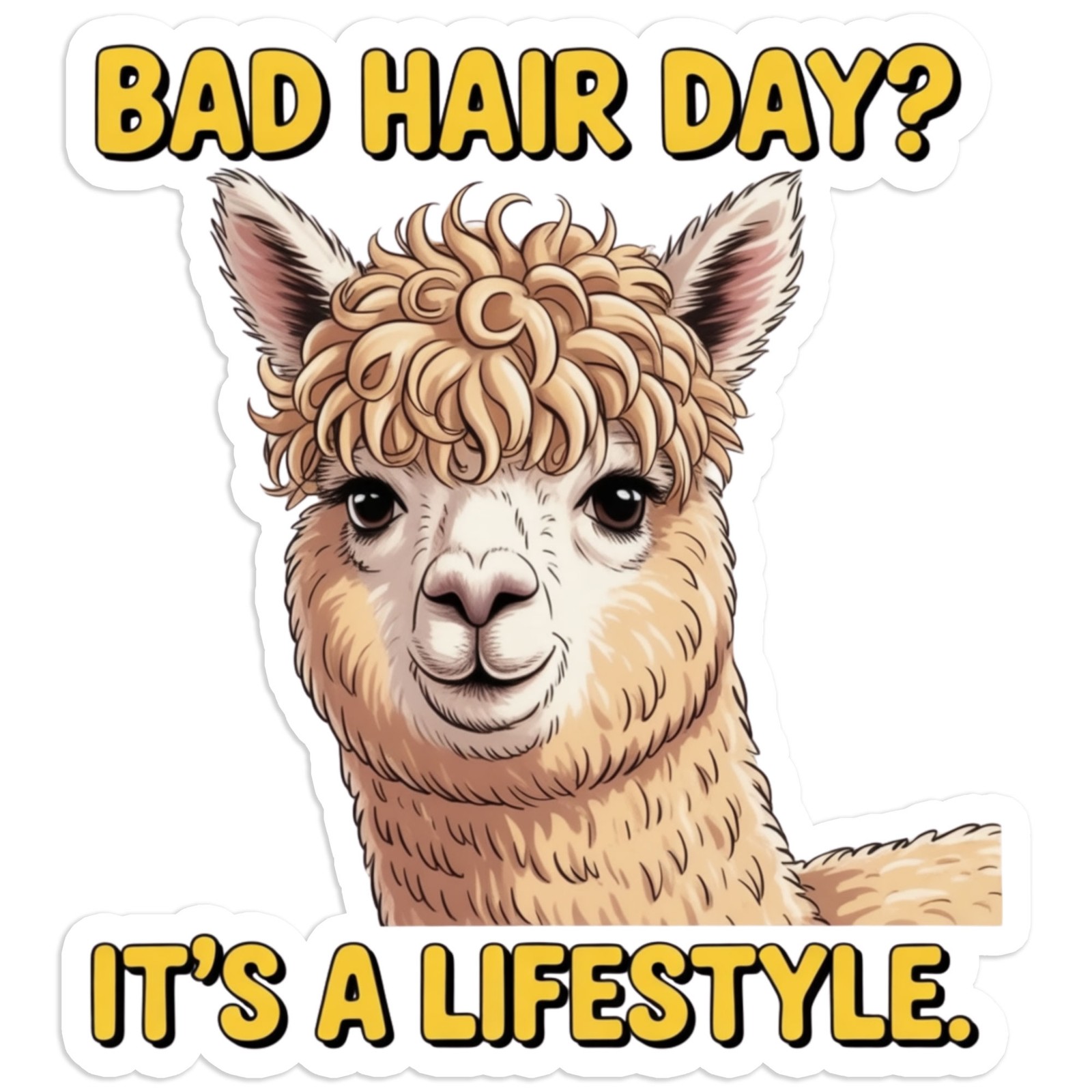 Bad Hair Day Llama – Vinyl Decal Sticker – Car Window Laptop – #1771
