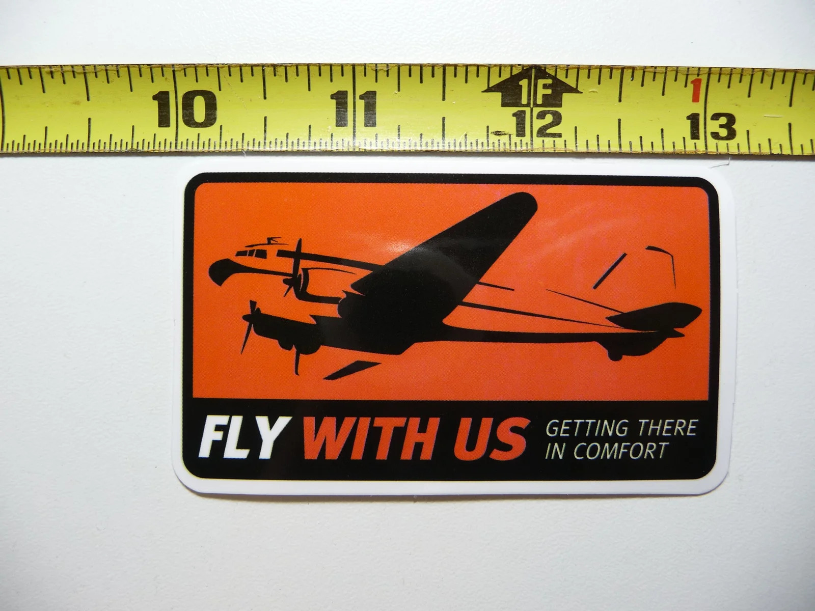 OLD STYLE AIRPLANE LOGO FLY WITH US SMALL STICKER DECAL TRAVEL VACATION