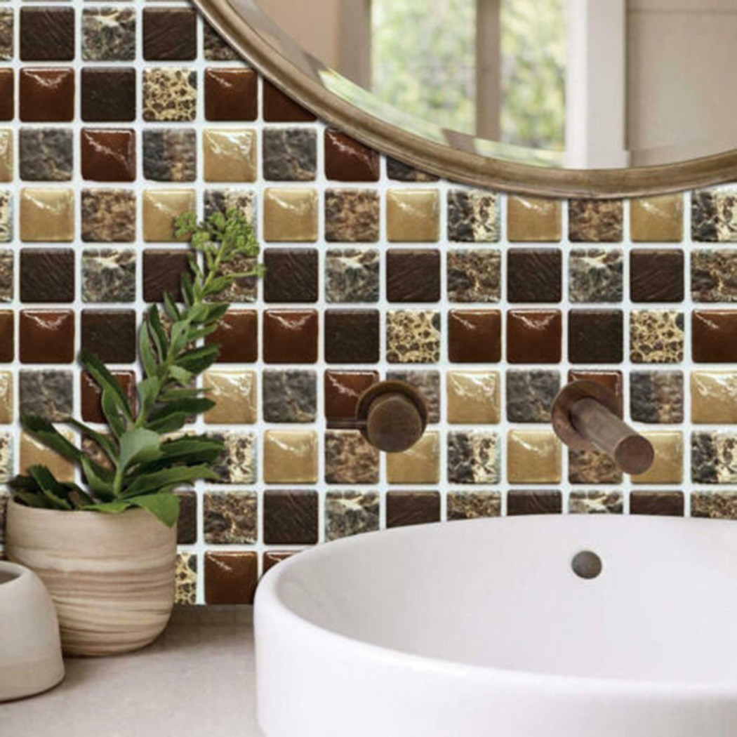 PVC 3D Mosaic For Tile Stickers Pack of 20 for Kitchen Bathroom Wall 10x10cm