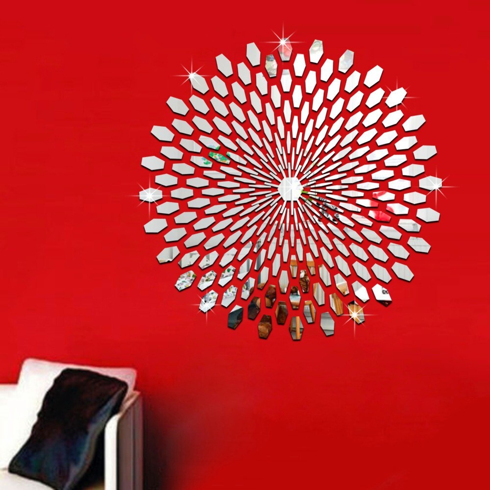 DIY Sunflower Wall Sticker Wall Murals for Living Room Bedroom Sofa (Silver)