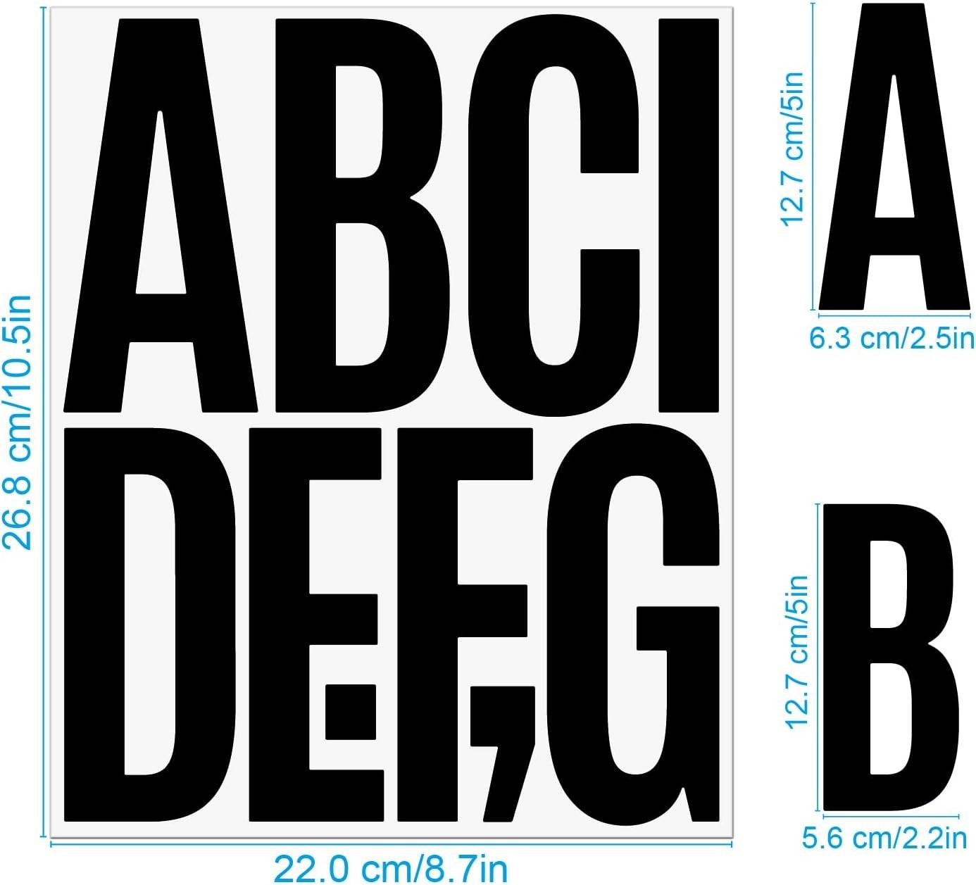 18 Sheets Self Adhesive Vinyl Letters Numbers Kit Black 5 Inch for Mailbox Signs