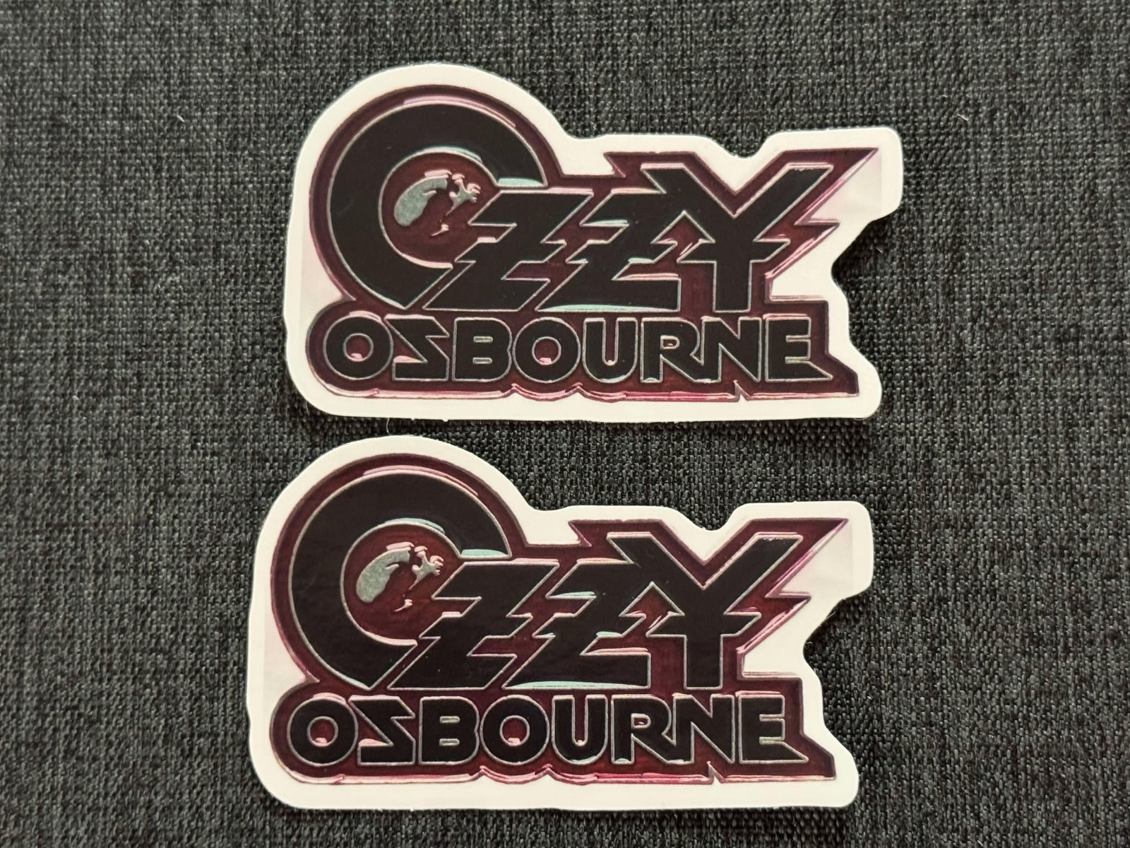 Lot (2) OZZY OSBOURNE 1 5/8" x 2 3/4" Band Logo Stickers Black Red FAST! FREE!