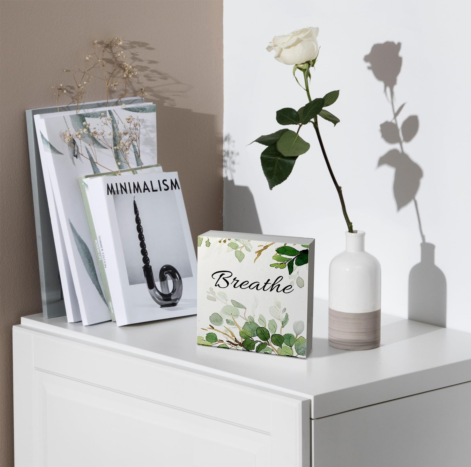 kunlisa breathe Bathroom Wall Decor for Shelves, Botanical Eucalyptus Leaves …