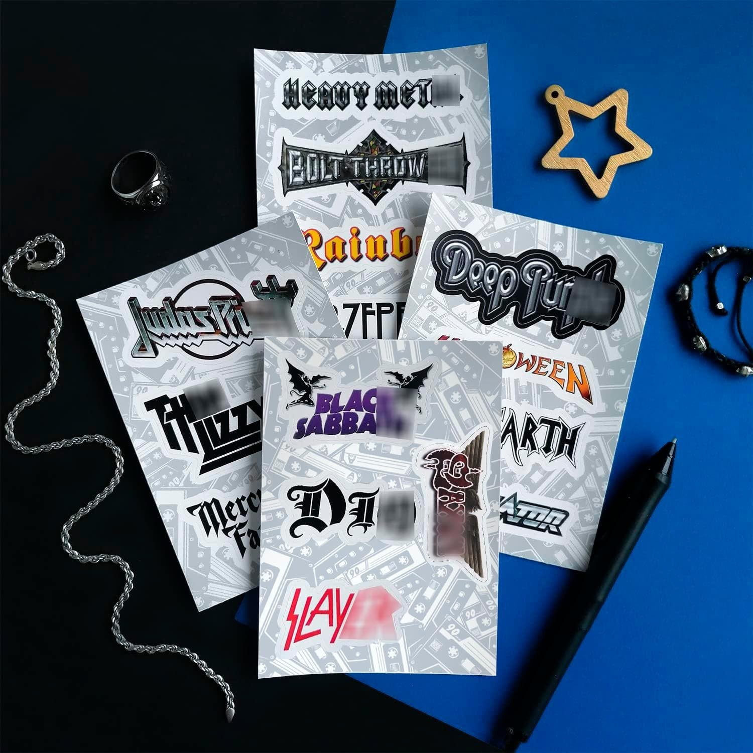 Durable Heavy Metal Band Sticker Pack – 35 Irregular Waterproof Vinyl Designs