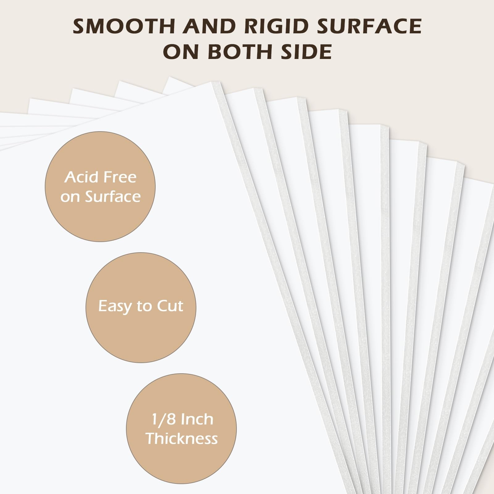 Golden State Art, Pack of 10, 1/8" Thick, 20×24 White Foam 20×24,