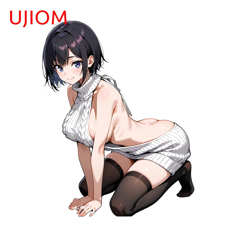 UJIOM Alluring Girl Anime Figure Wall Sticker Amusing Creative Kneel PVC Decal