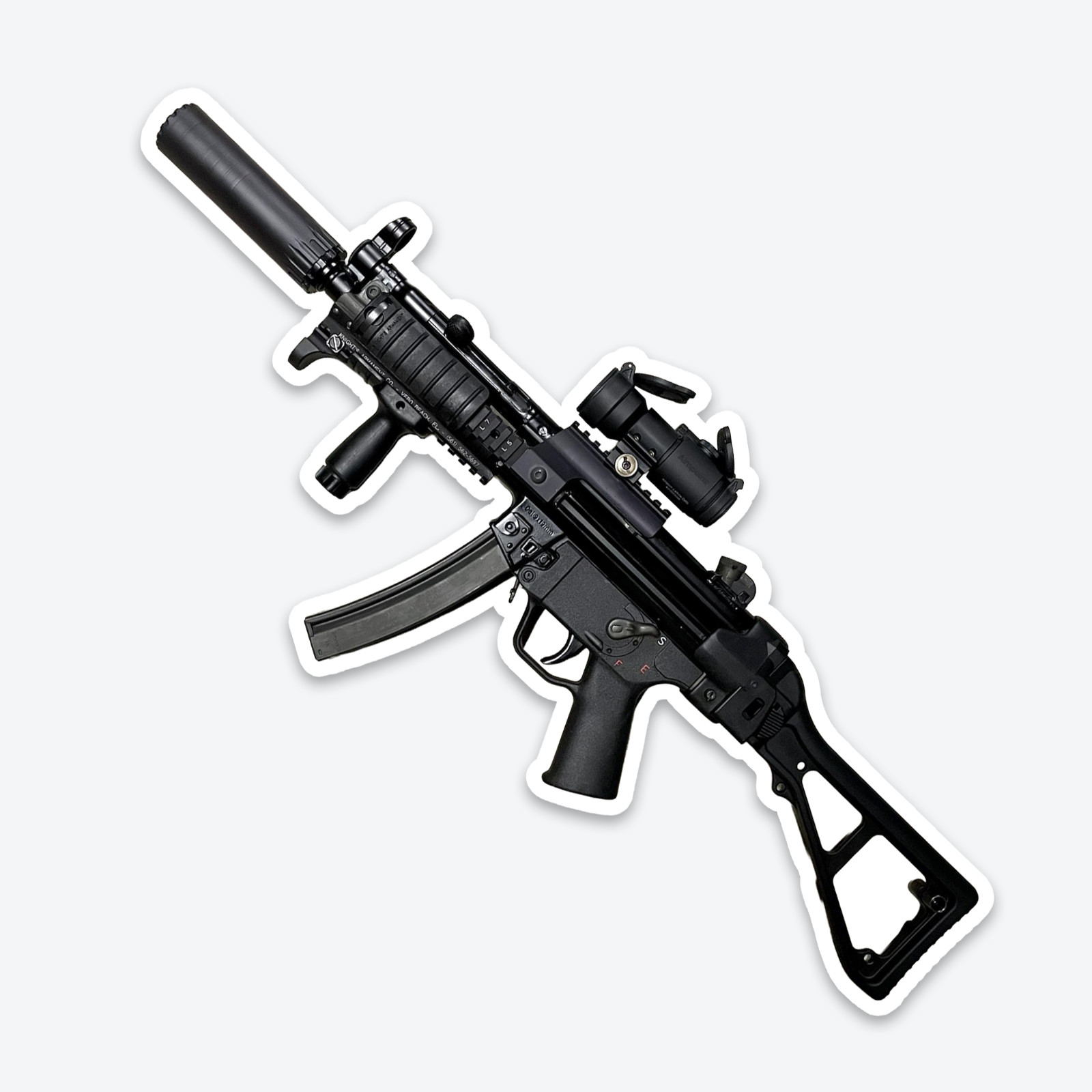 MP5 H&K Heckler & Koch 4 inch Vinyl Decal Gun Art High Quality Waterproof