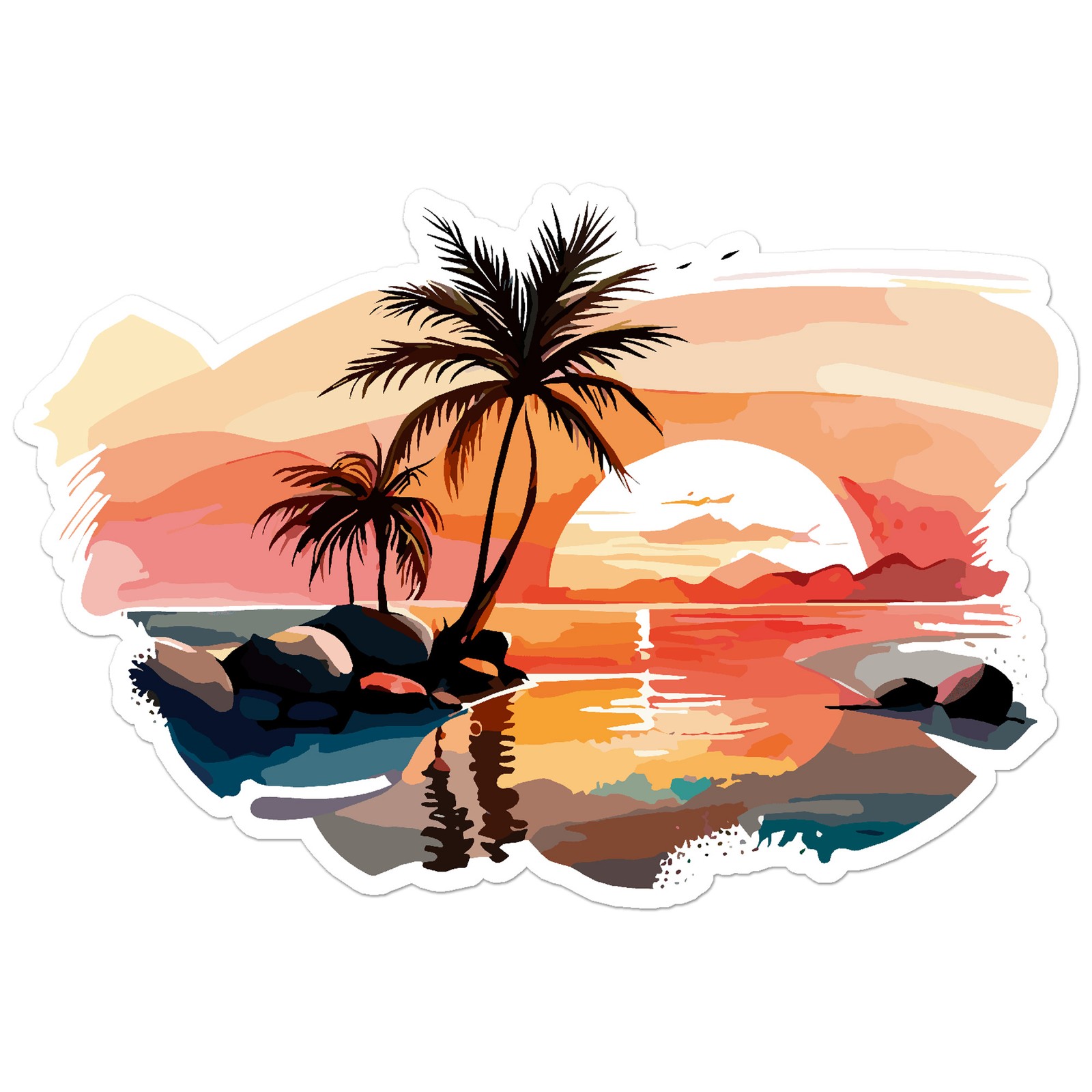 Palm Trees Sunset – Vinyl Decal Sticker – Car Window Laptop – ebn9800
