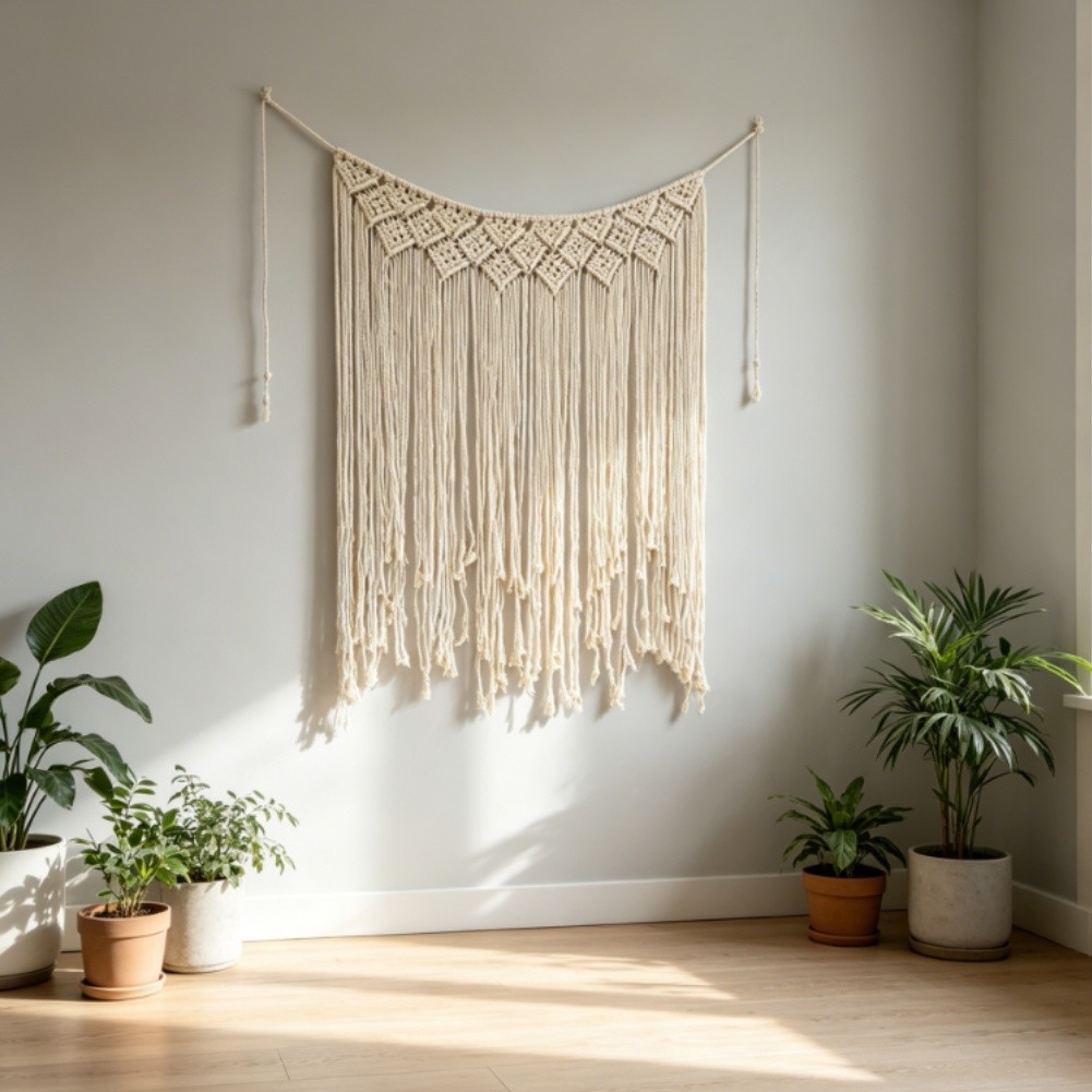 Wall Tapestry Cotton Bohemian Handwoven for Living Room Bedroom 100x115cm