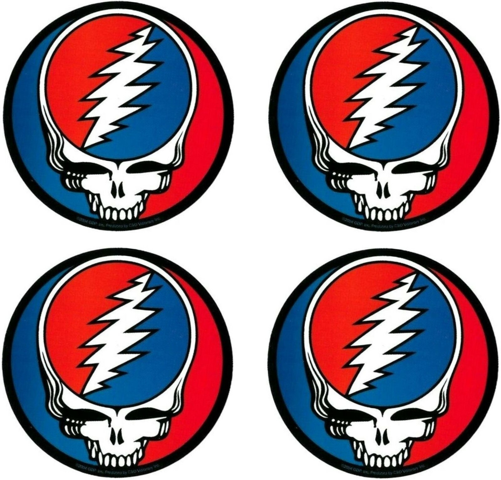 The Grateful Dead Steal Your Face Skull 4 Stickers Laptop Mug Bottle Car Decals