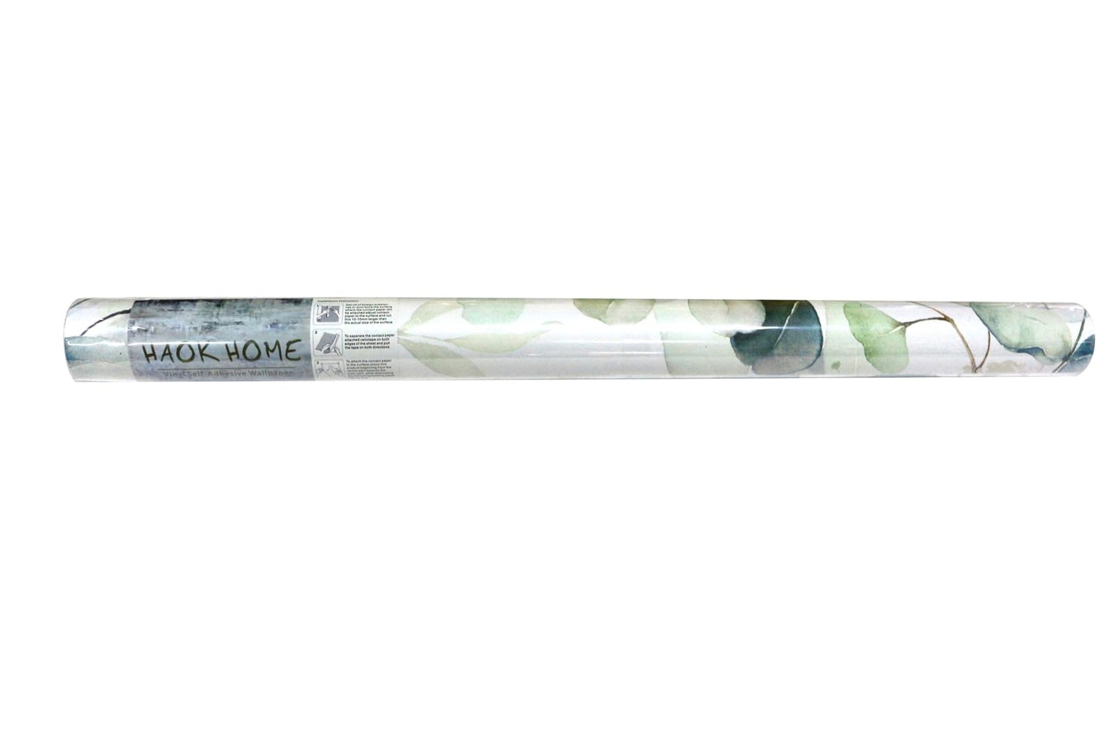 HAOKHOME Peel and Stick Wallpaper Boho Green/White Eucalyptus Leaf Floral Wal…
