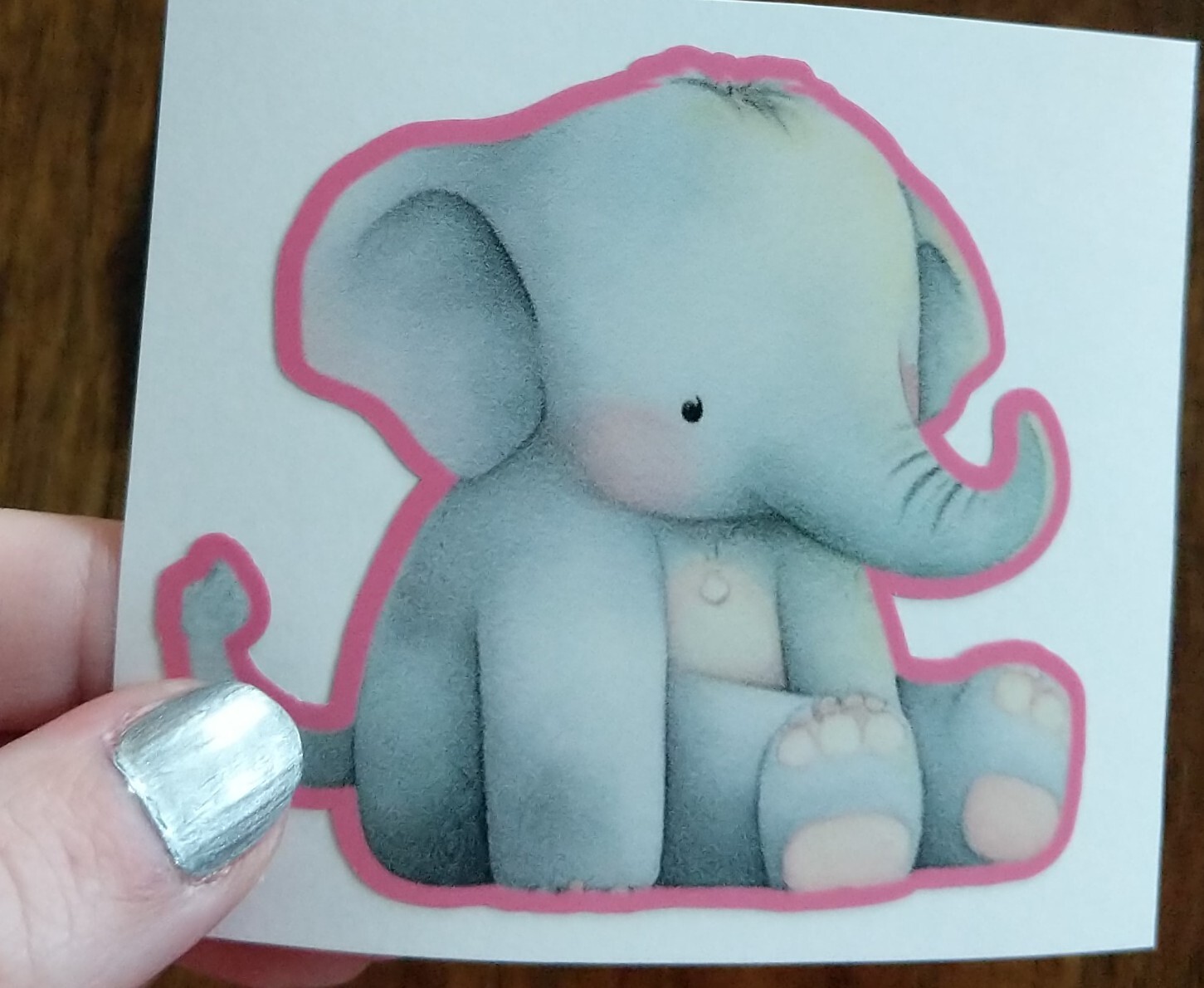 3" Baby Elephant Vinyl Decal Sticker Pink or Blue Zoo Animals Wildlife Kids Love