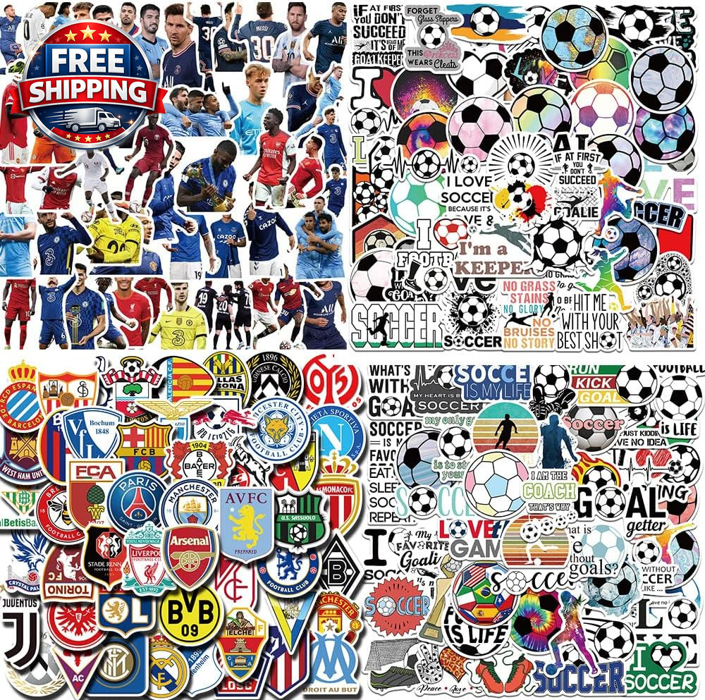 200 PCS World Cup Football Soccer Stickers Soccer Sports Stickers Vinyl Waterpro