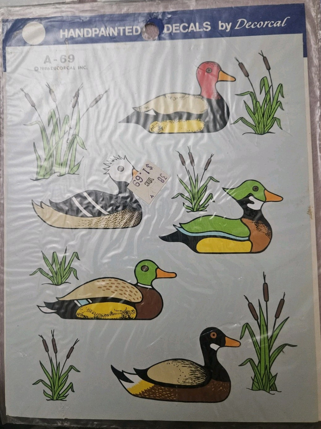 Vtg Hand Painted Decals By Decoral Owl Bird Flower Duck Swan Pineapple Lot Of 7