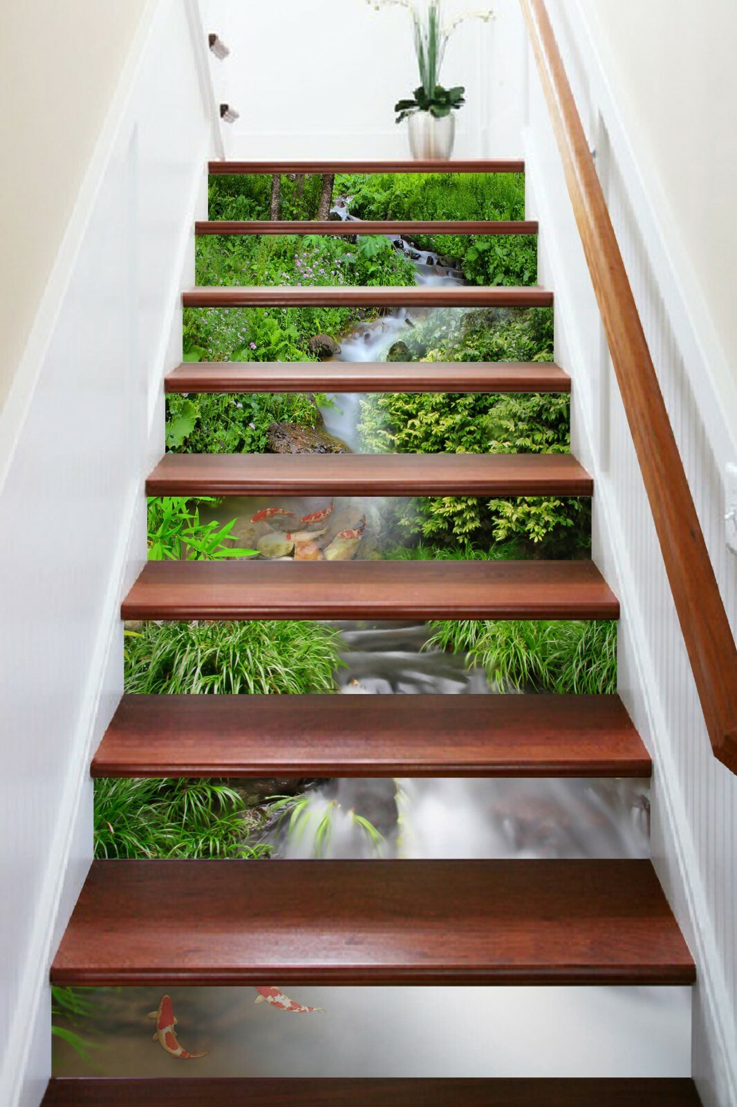 3D River Fish ZHU527 Stair Risers Decoration Photo Mural Vinyl Wallpaper Amy