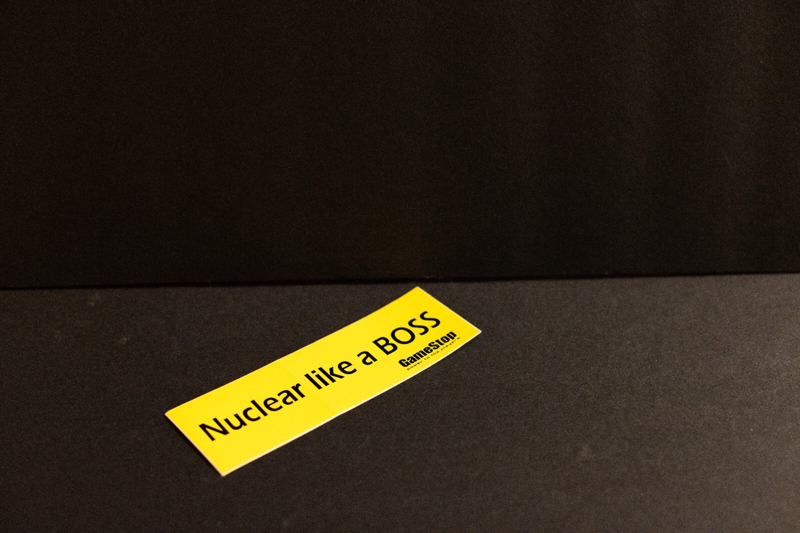 "Nuclear like a BOSS" Sticker Decal from Gamestop Yellow & Black 6" x 2" Fallout
