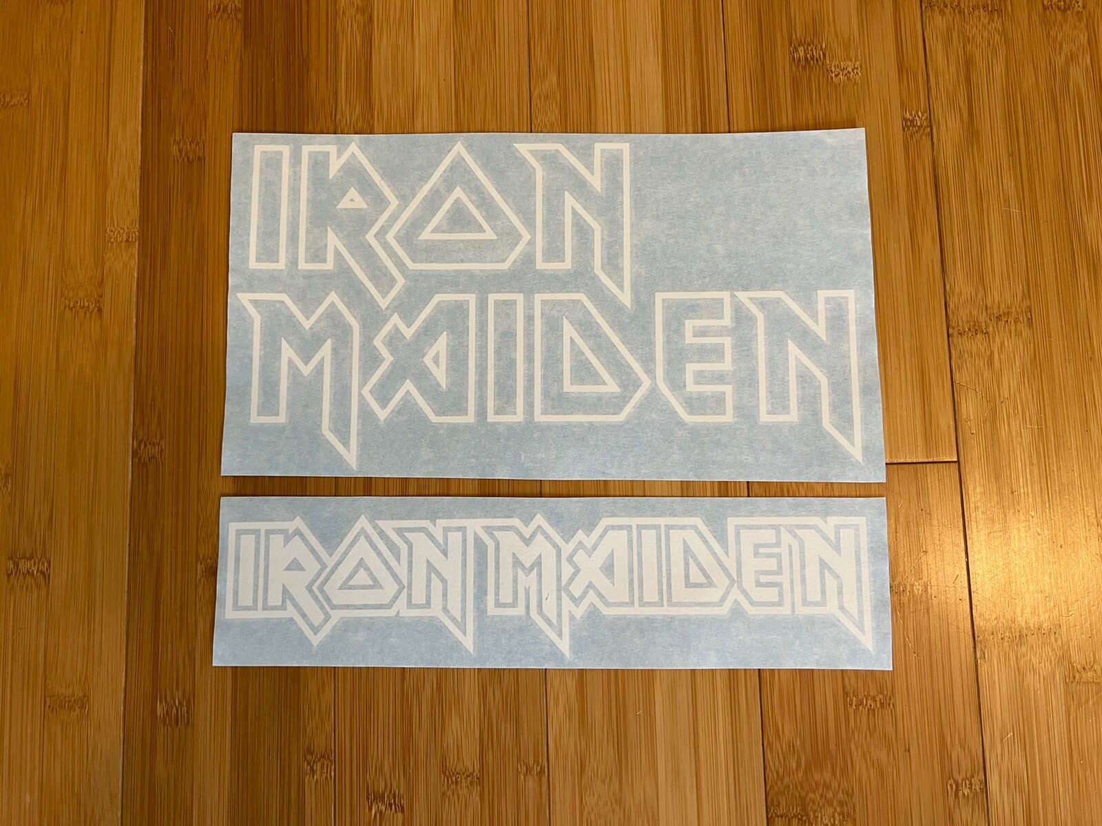 Iron Maiden 12” (set Of 2) Text Vinyl Decal Sticker Metal Band Car Truck Window