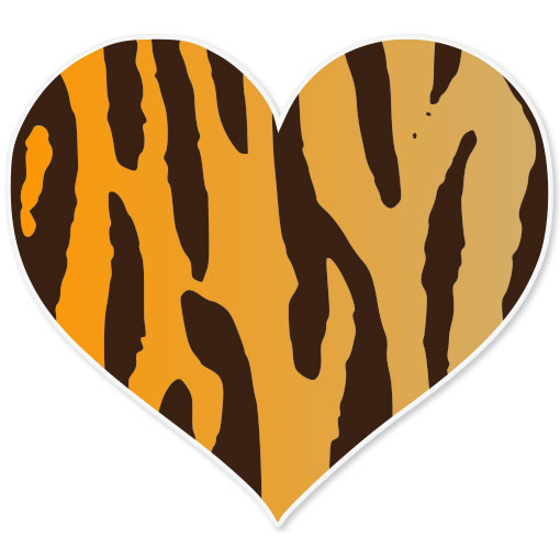 Tiger Animal Print Heart car bumper sticker 4" x 4"