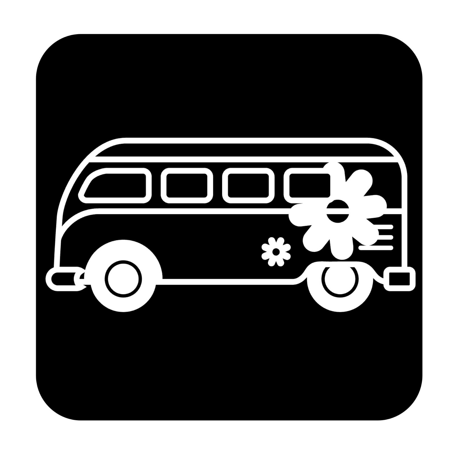 Hippie Bus Decal vinyl flower power retro 70s bumper sticker choice colors size