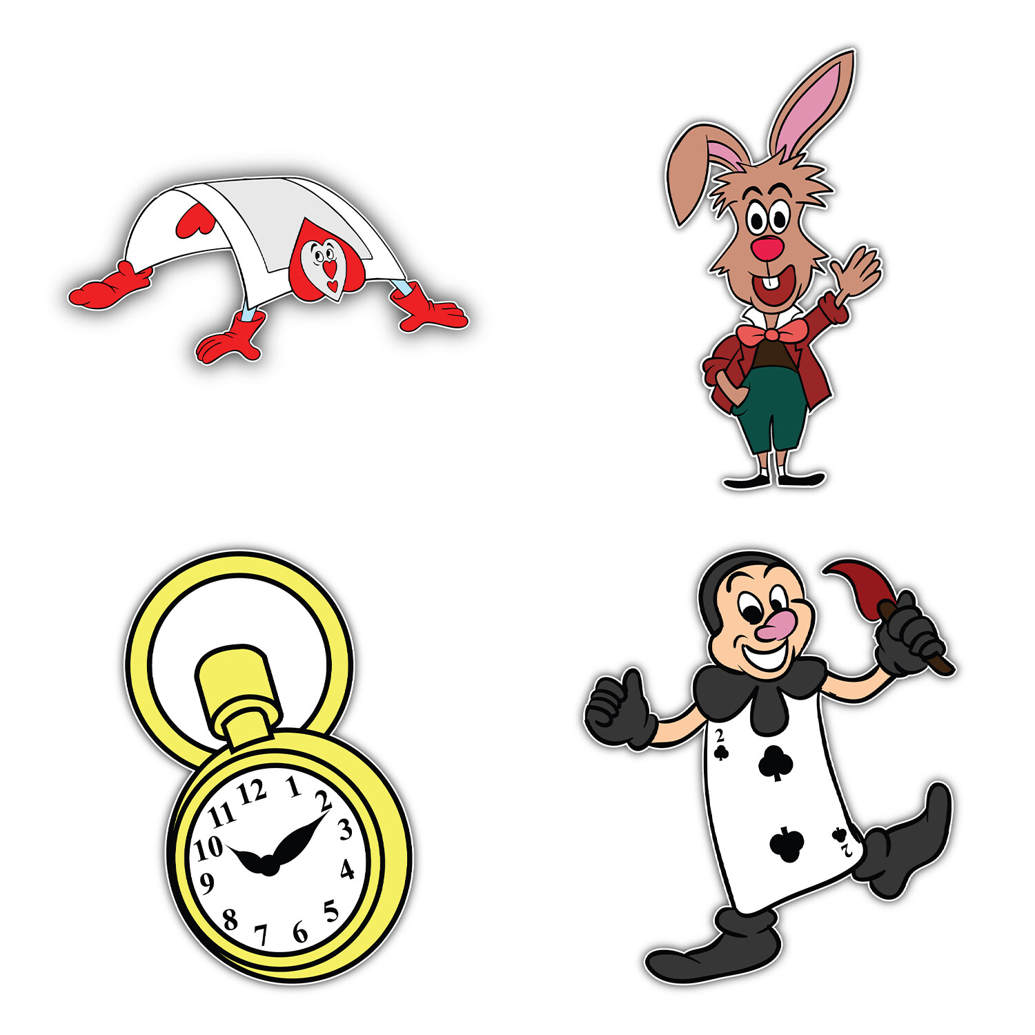 Alice In Wonderland Cartoon Set Of 4 Vinyl Sticker Decals – 5" longer side ID:4