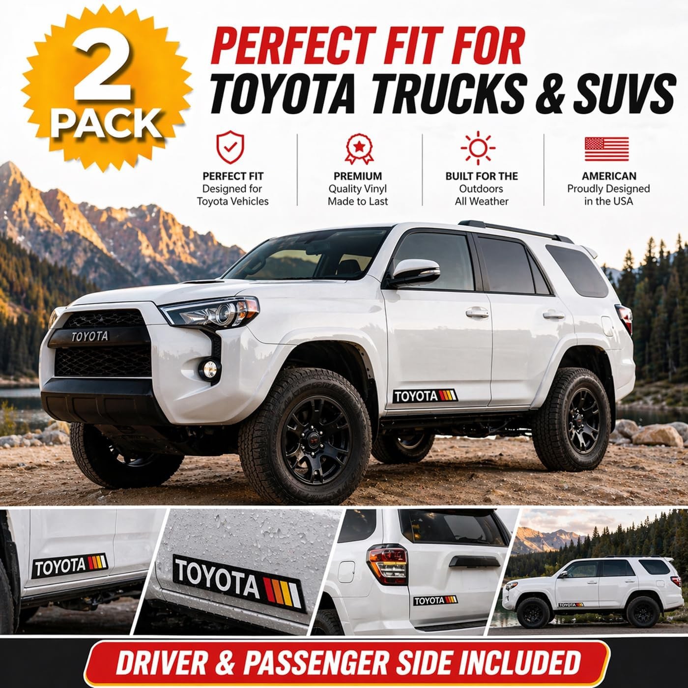 GRITKULTURE Removable Retro TRD Decal Graphic Sticker 2 Pack 11.2inch X 1.7in…