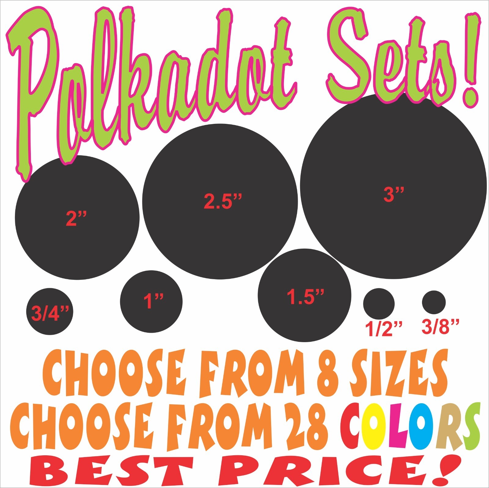 POLKA DOT STICKERS! Pick your size & color! Permanent vinyl decals Dots Circles