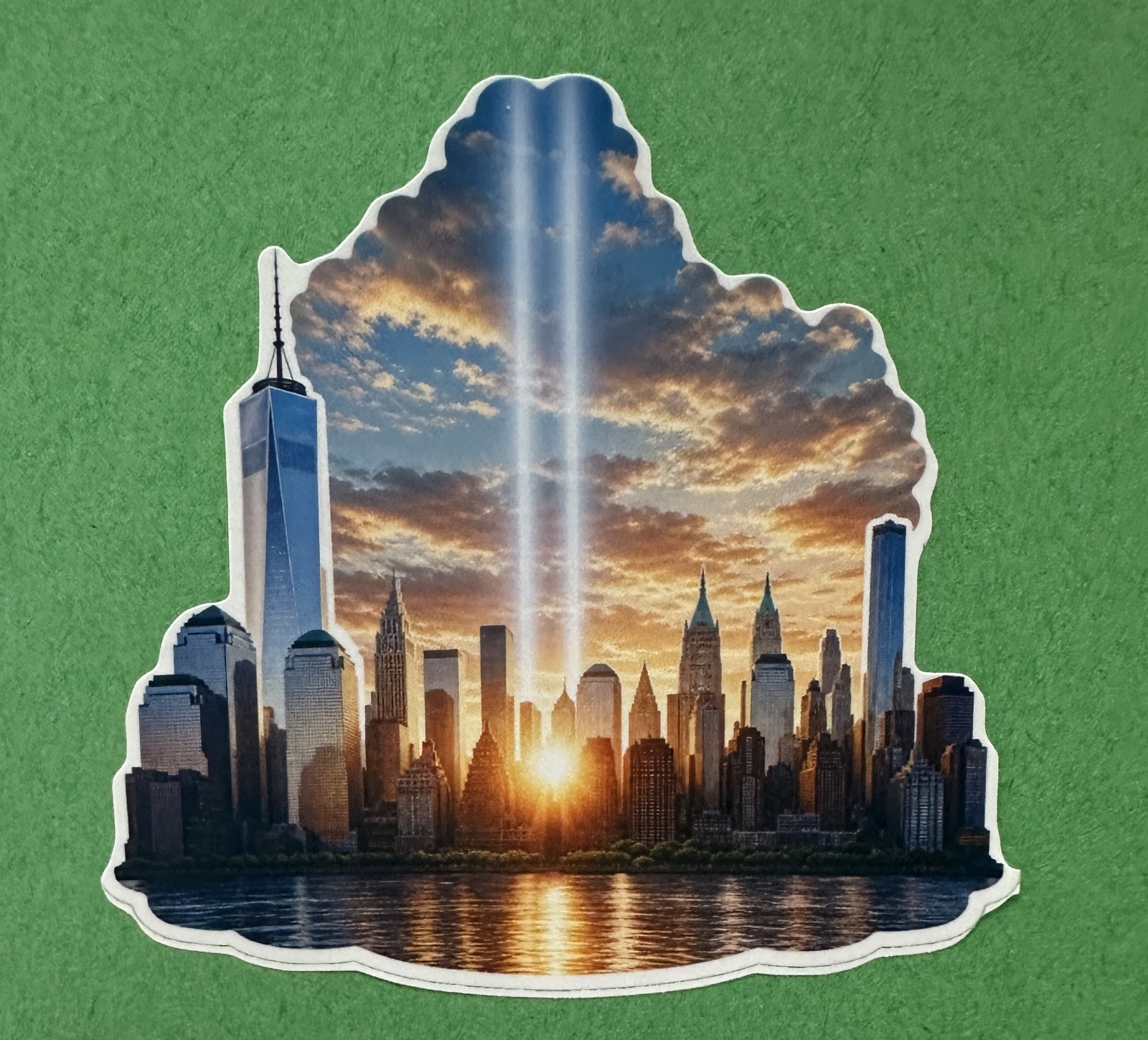 3 inch Never Forget NYC Skyline Twin Lights Memorial Sticker Patriotic 9/11 Trib