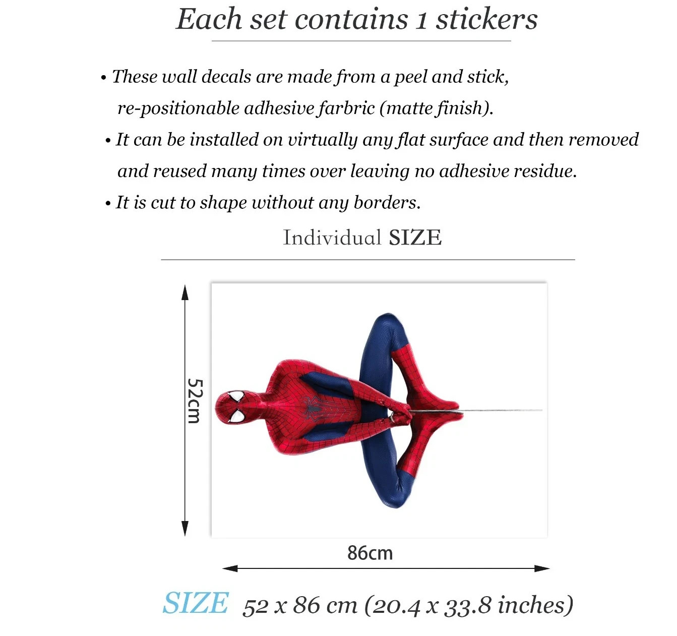 Spider Man Hanging Wall Sticker Superhero Vinyl Decal for Kids Room Decor Home
